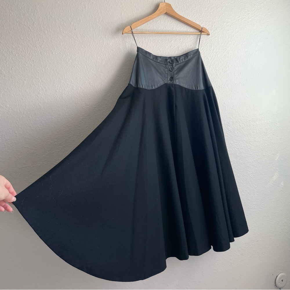 Vintage 1970s Leather and Wool Maxi Skirt